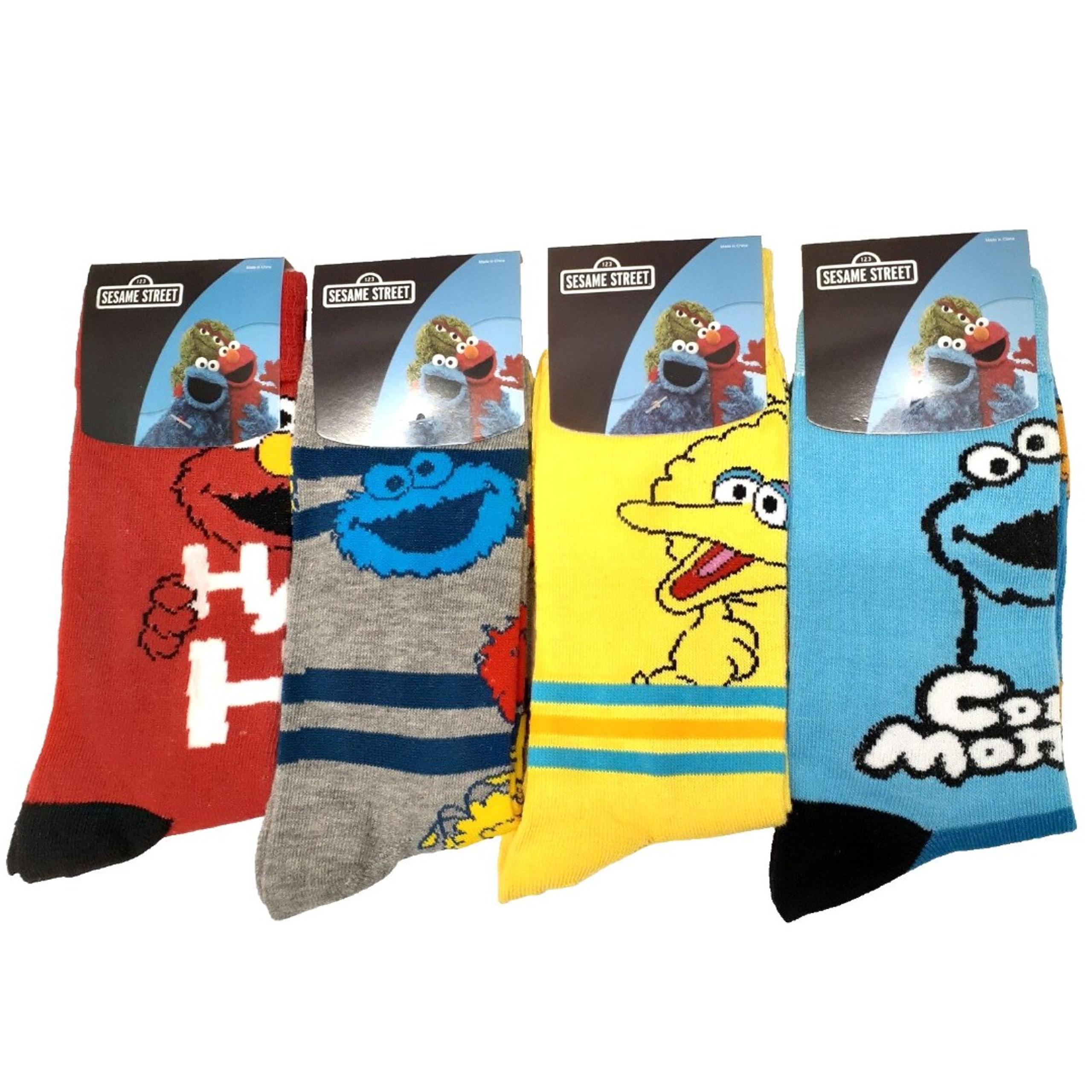 Sesame Street Elmo Big Bird  4-pair Novelty Mens Adult Size 6-12 Socks NWT