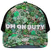 DM on Duty HAT D&D Dice collage -GREEN- Size M with adjustable back, black mesh