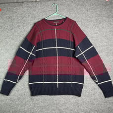 John Ashford Cable Knit Sweater Men XL Colorblock Striped Multicolor Cotton