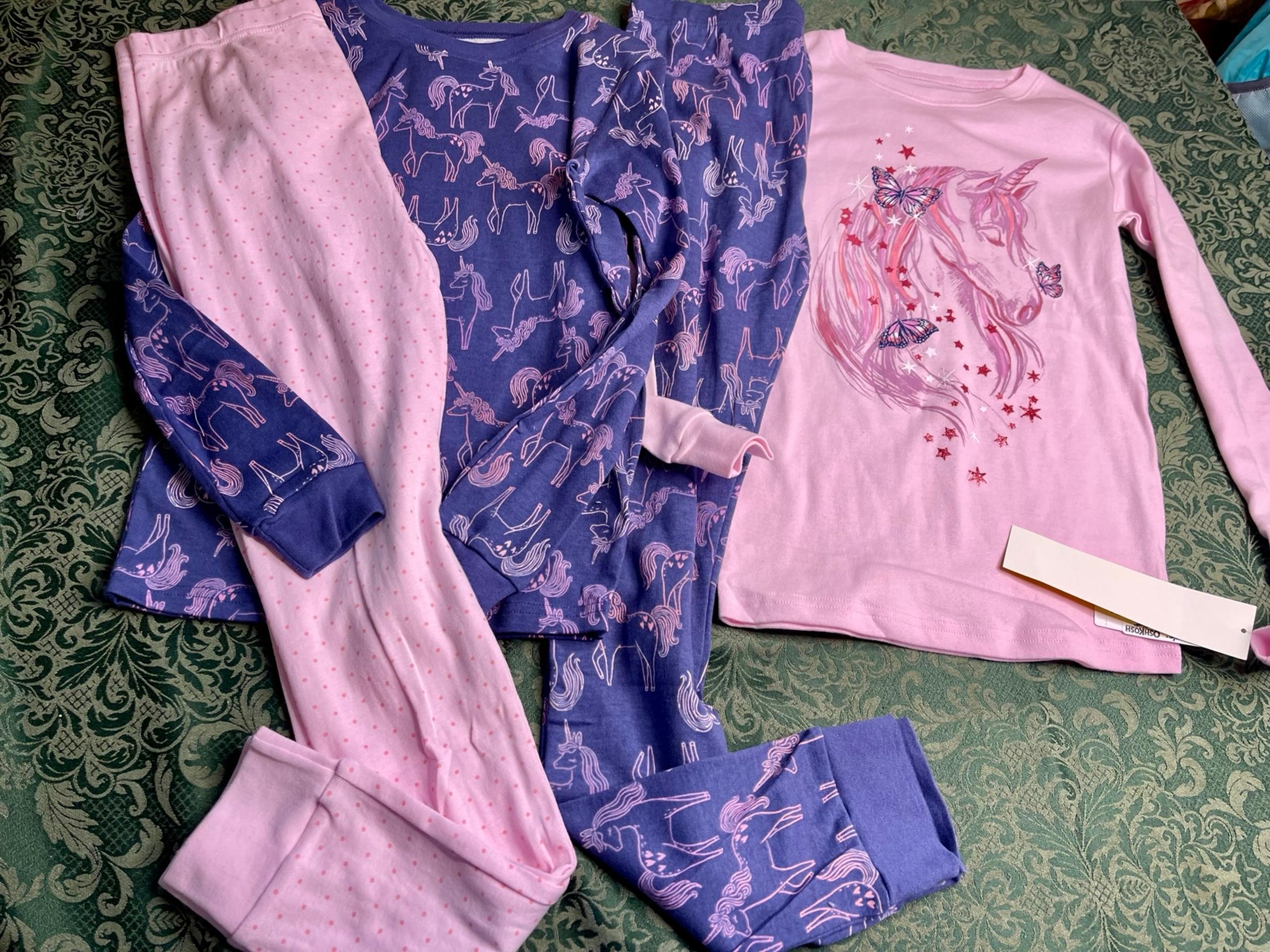 NWT 14 carters 4 pc unicorns horse pajamas horses butterflies pink purple easter