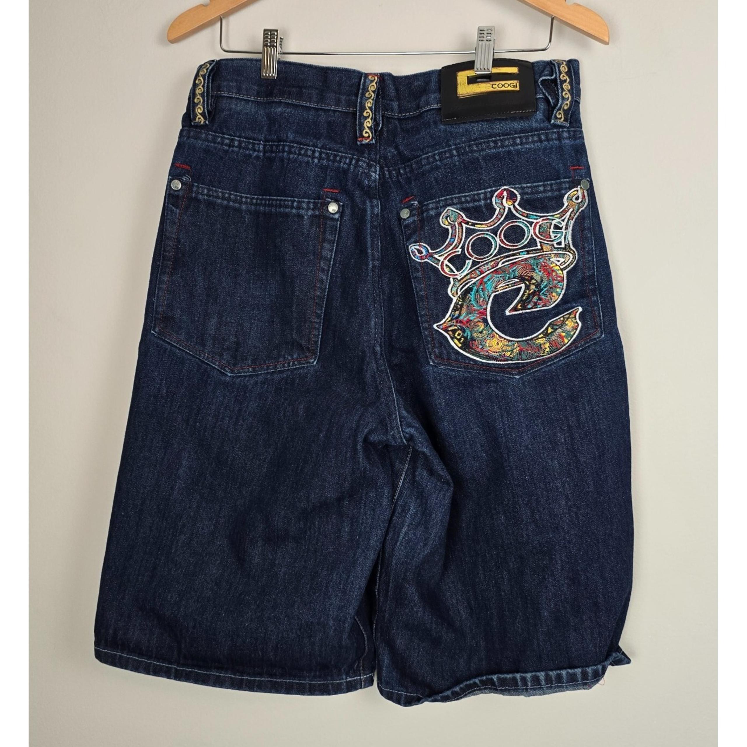 Coogi Jeans Men 34 Blue Embroidered Loose Hip Hop Logo Street Y2K 00s