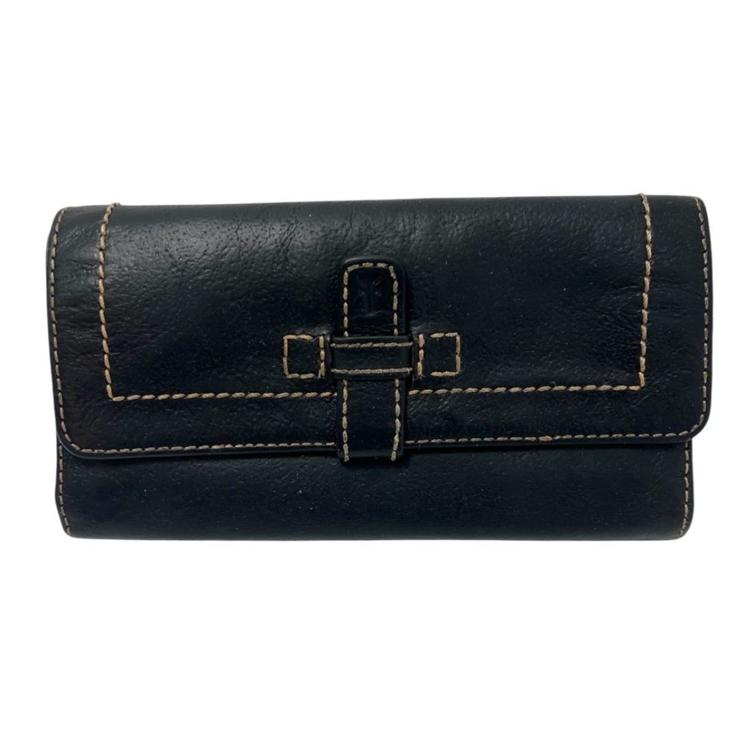 Frye Black Leather Wallet Contrast Stitch