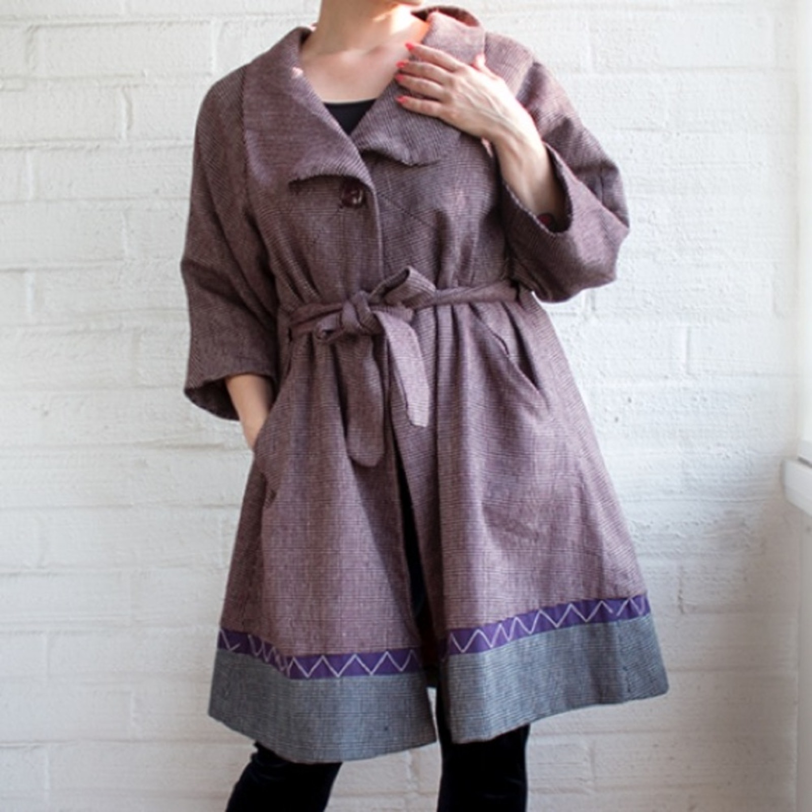BCBGMAXAZARIA Self Tie Shabby Chic Burgundy Swing Trench Coat XXS
