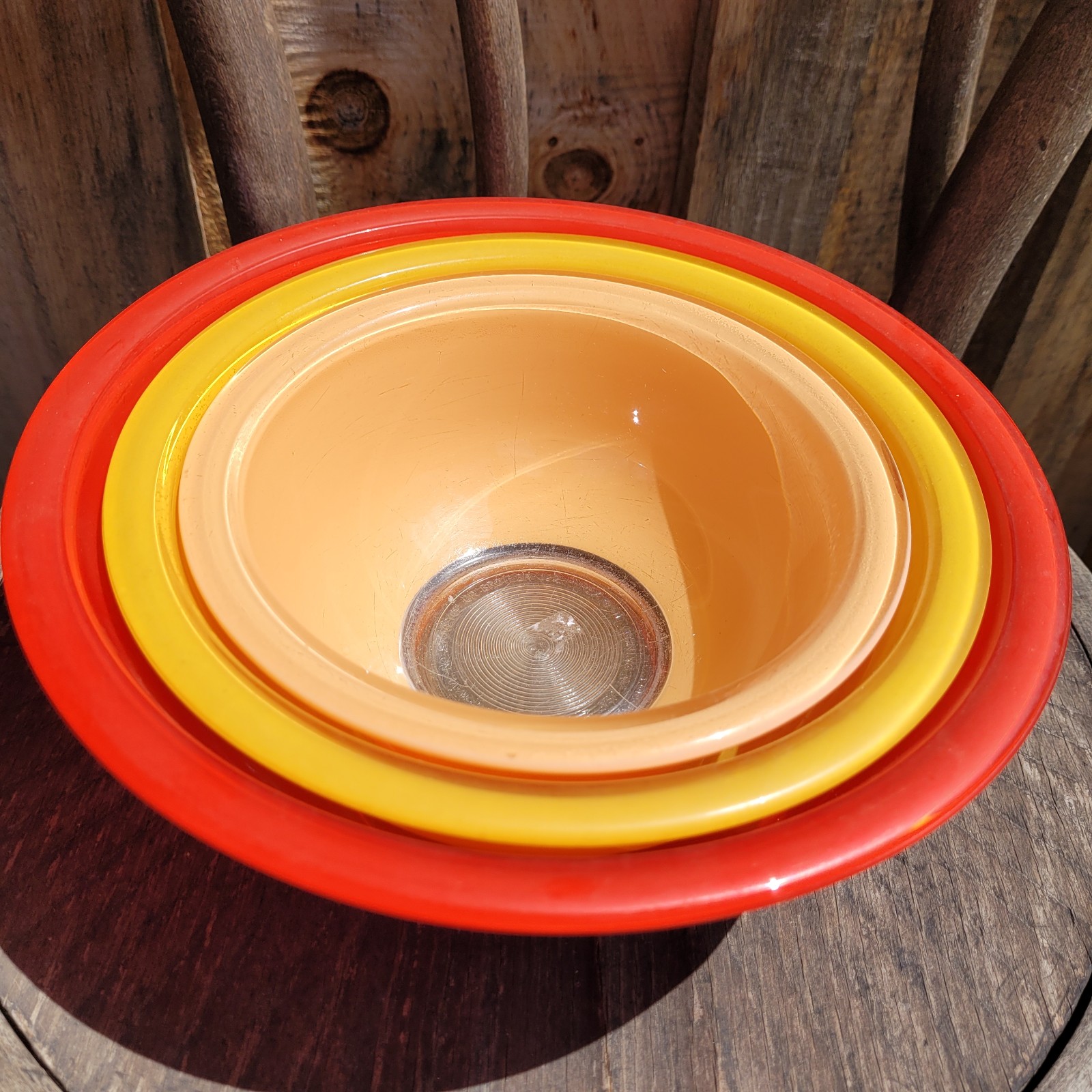 Pyrex Colorful Clear Glass Bottom Mixing Bowls Set