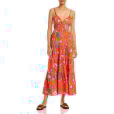 NWT Derek Lam 10 Crosby Women's Orange Multi Tiered Cecela Maxi Sundress Size 4