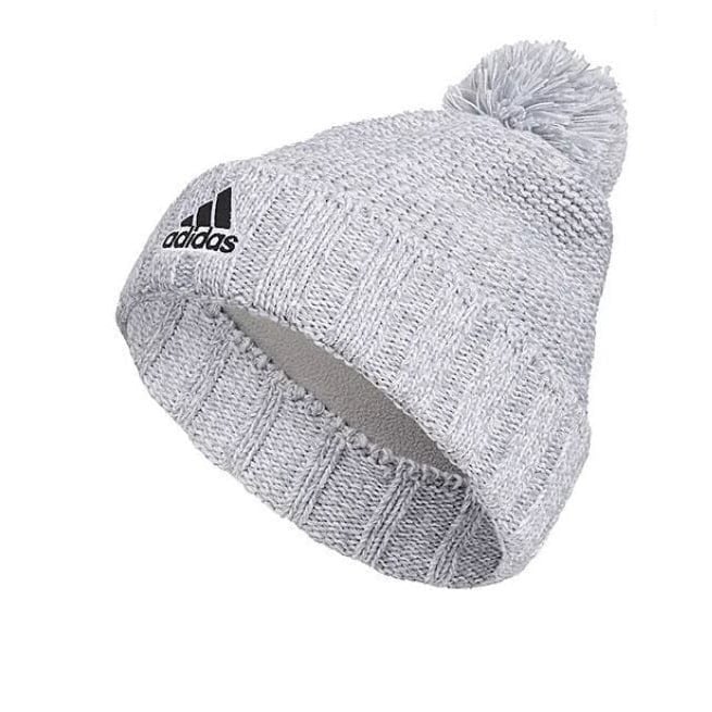 NEW Adidas Recon 3 Ballie Men Lined Cuffed Pom Knit Beanie Cap Light Gray White