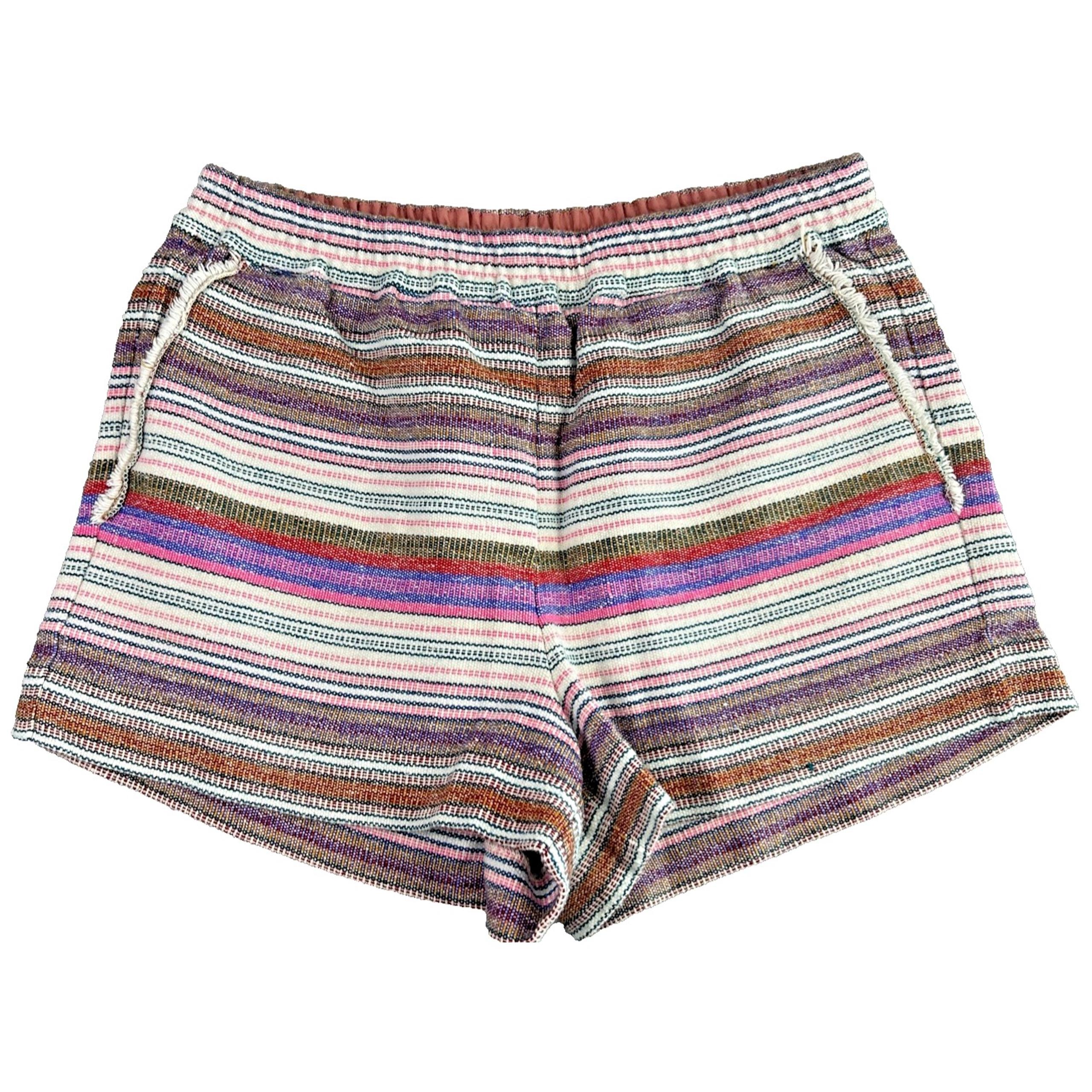 Corey Lynn Calter Shorts Women's Small Retro Knit Colorful Stripes Boho Festival