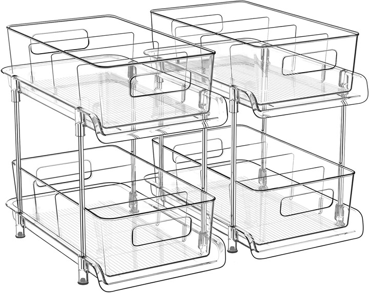 2 Tier Bathroom Storage Organizer with Dividers