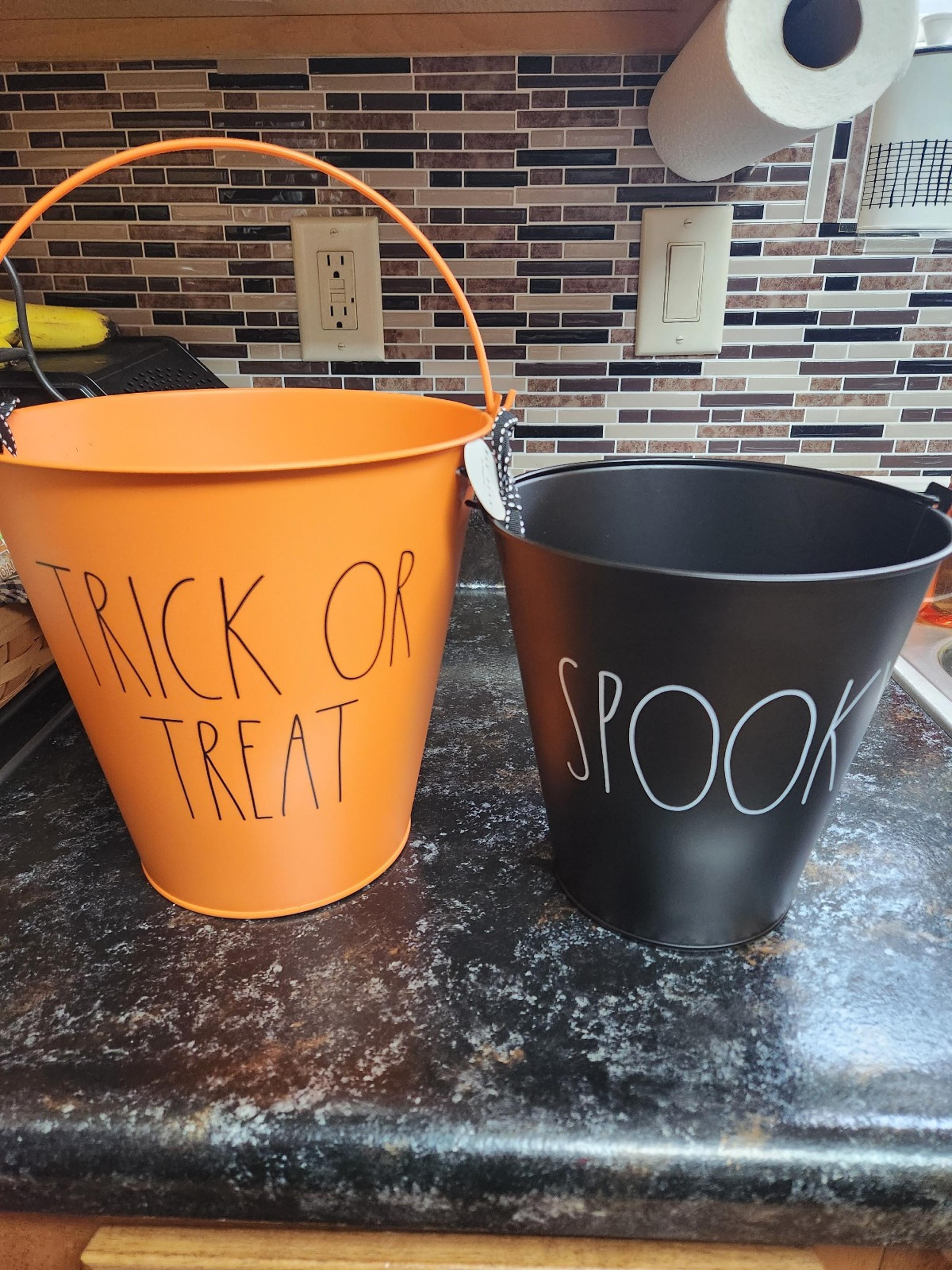 Rae Dunn Halloween metal buckets