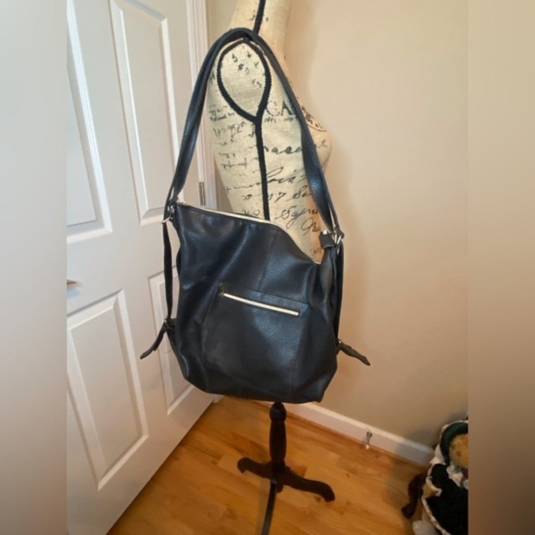 Extra large faux leather hobo shoulder bag