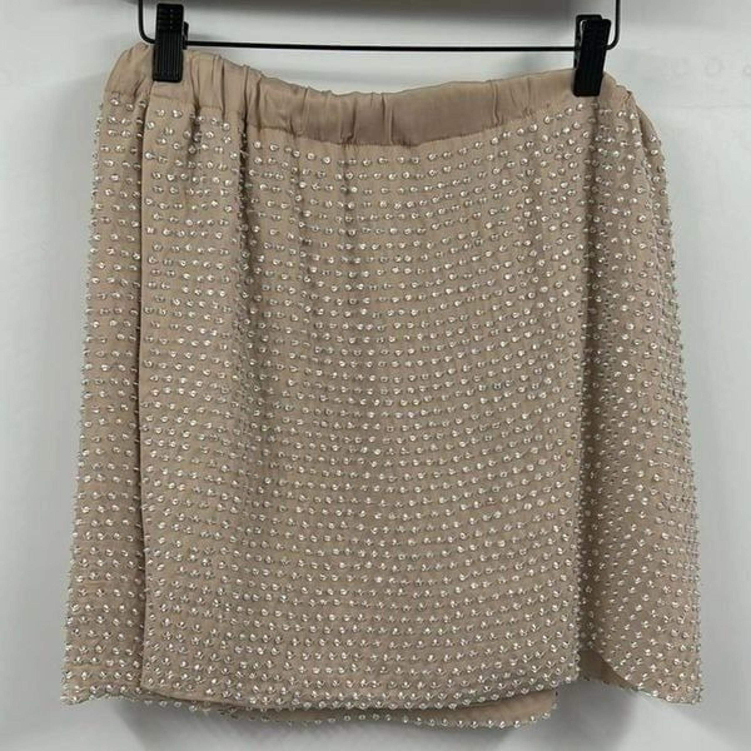 L’AGENCE Silk Beaded Faux Wrap Mini Skirt Large