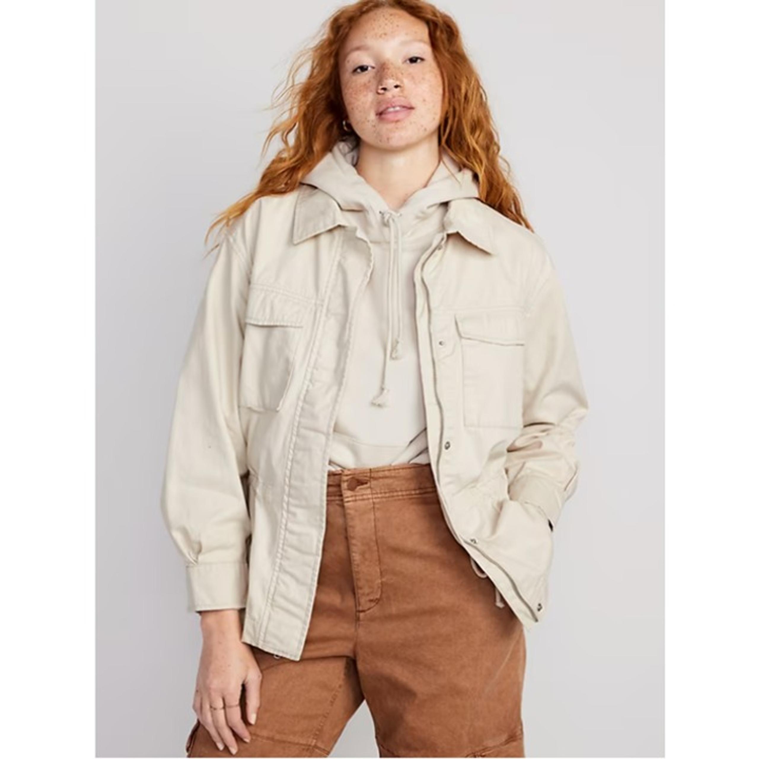 Old Navy Cinched-Waist Utility Jacket Size Small White