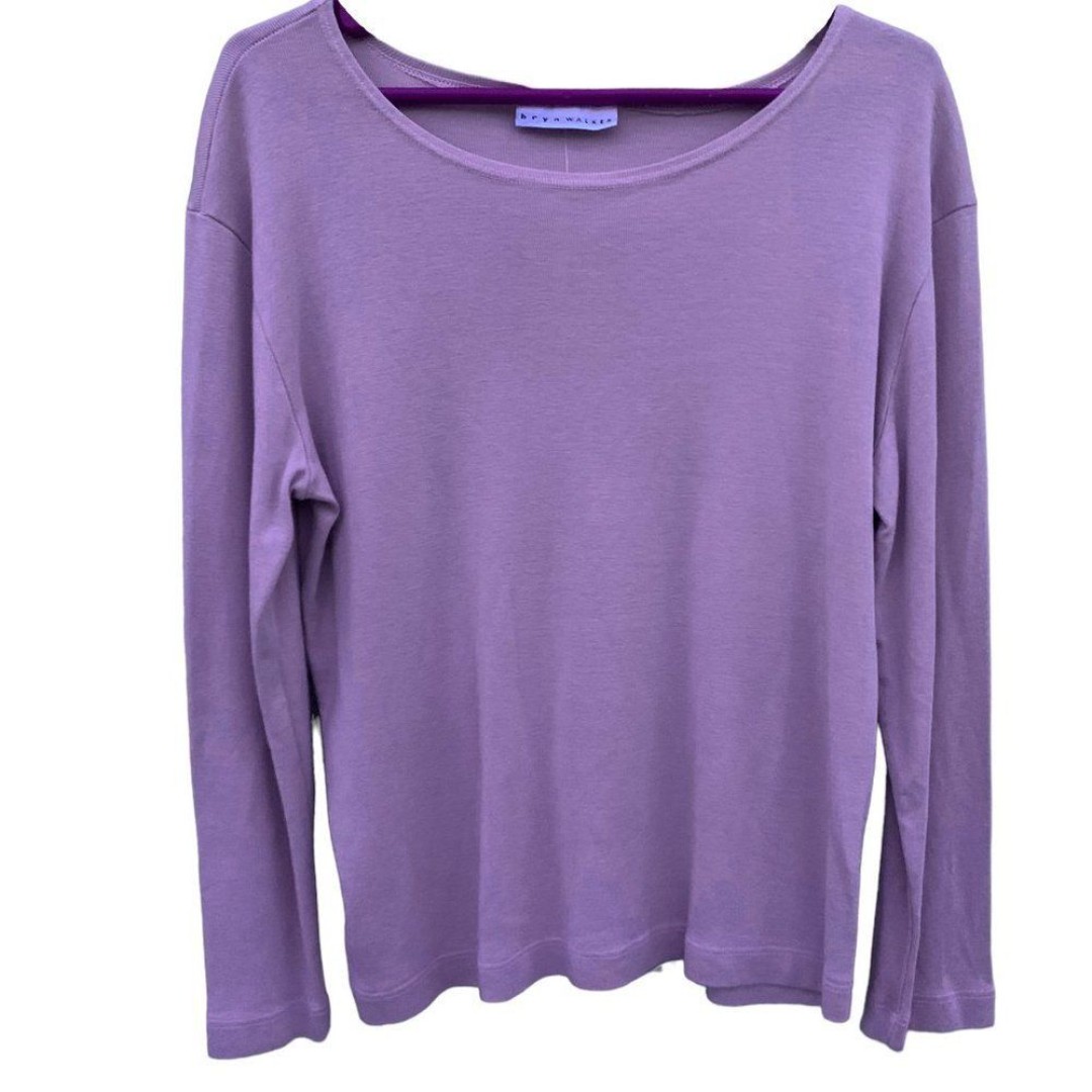 NEW BRYN WALKER ladies boat neck knit sweater lilac lavender long sleeve LARGE
