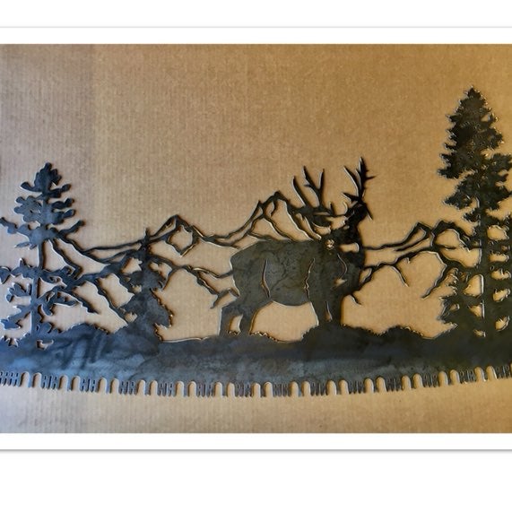 Deer/Mountain Saw-blade - Wall Art