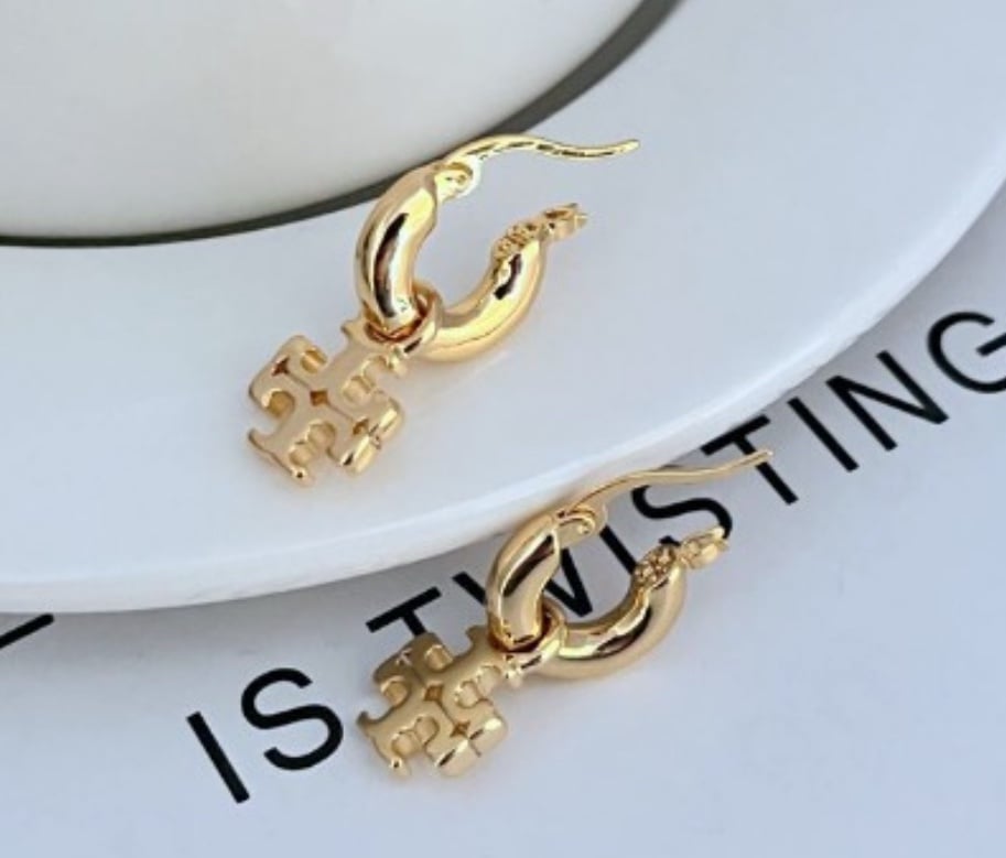 Tory Burch TB logo small earrings