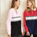 NWT VS PINK Polo Long Sleeve Shirt Size Small Pink/Black Striped Colorblock