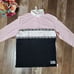 NWT VS PINK Polo Long Sleeve Shirt Size Small Pink/Black Striped Colorblock