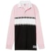 NWT VS PINK Polo Long Sleeve Shirt Size Small Pink/Black Striped Colorblock