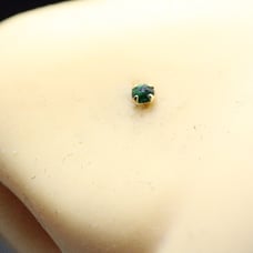9kt. gold Nose piercing with a green emerald mark 9k solid gold New