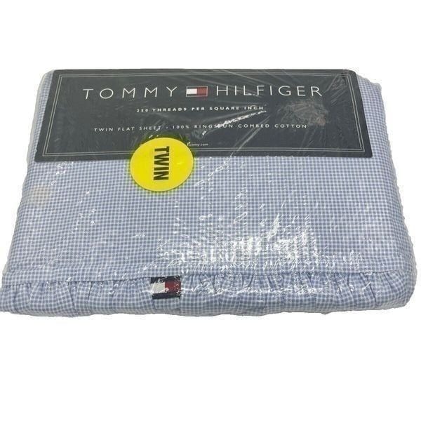 Vintage New Tommy Hilfiger Rutherford Garden Blue Gingham Ruffled Twin Flat