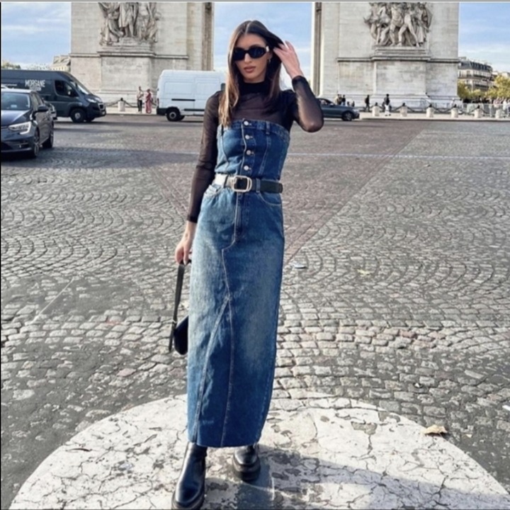 Zara Corset Bustier Denim Dress XS,S,M Blue