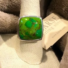 BARSE Green Turquoise Sterling Silver Statement Ring Sz 9.5 - 9.75