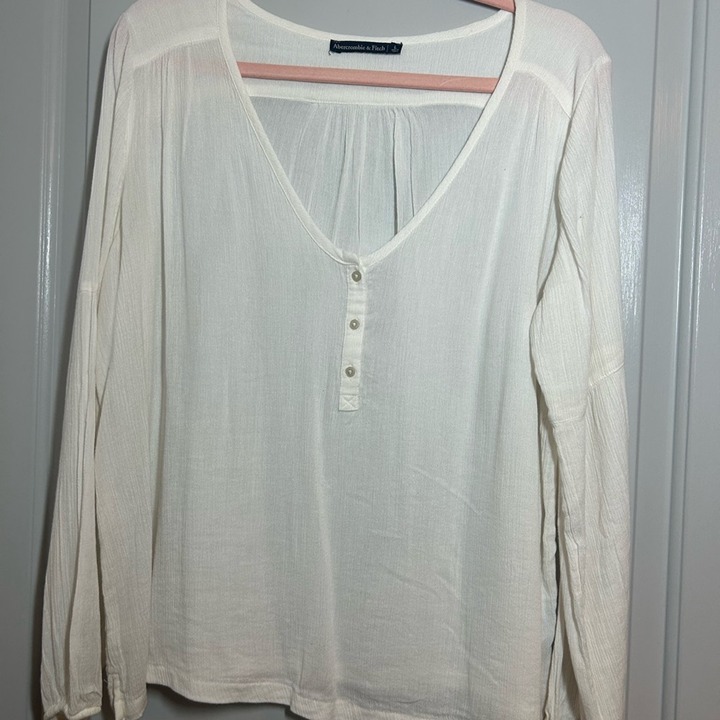 Abercrombie & Fitch White Long Sleeve Boho Blouse size large