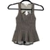 Sans Souci Womens Size Small White Black Sleeveless Sweetheart Neck Peplum Top