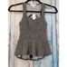 Sans Souci Womens Size Small White Black Sleeveless Sweetheart Neck Peplum Top