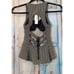 Sans Souci Womens Size Small White Black Sleeveless Sweetheart Neck Peplum Top