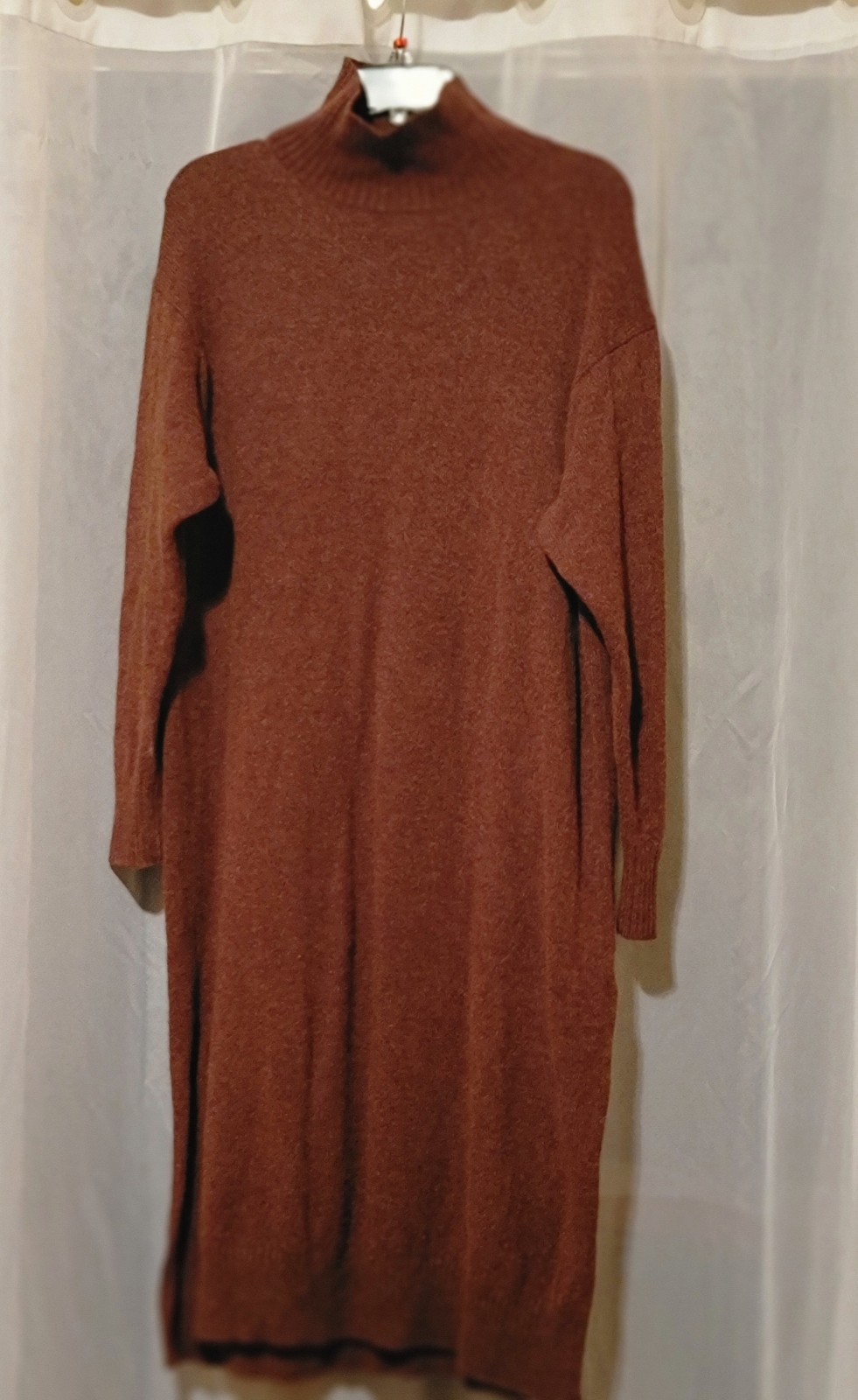 Uniqlo 70% Wool Midi Sweater Dress- Brown-Size Medium