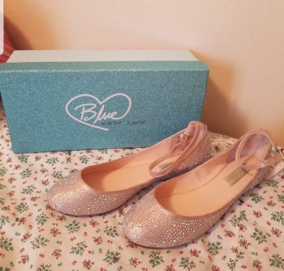Betsey Johnson Joy Champagne Rhinestone Flats