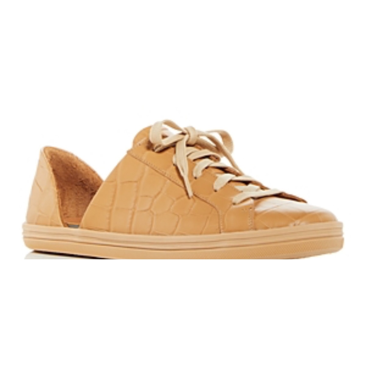 NEW Freda Salvador EDA Caramel Crocodile Embossed Sneaker SZ 6