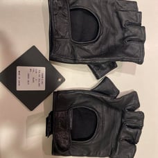 COALBLACK Sheepskin Half Finger Gloves Black Fingerless