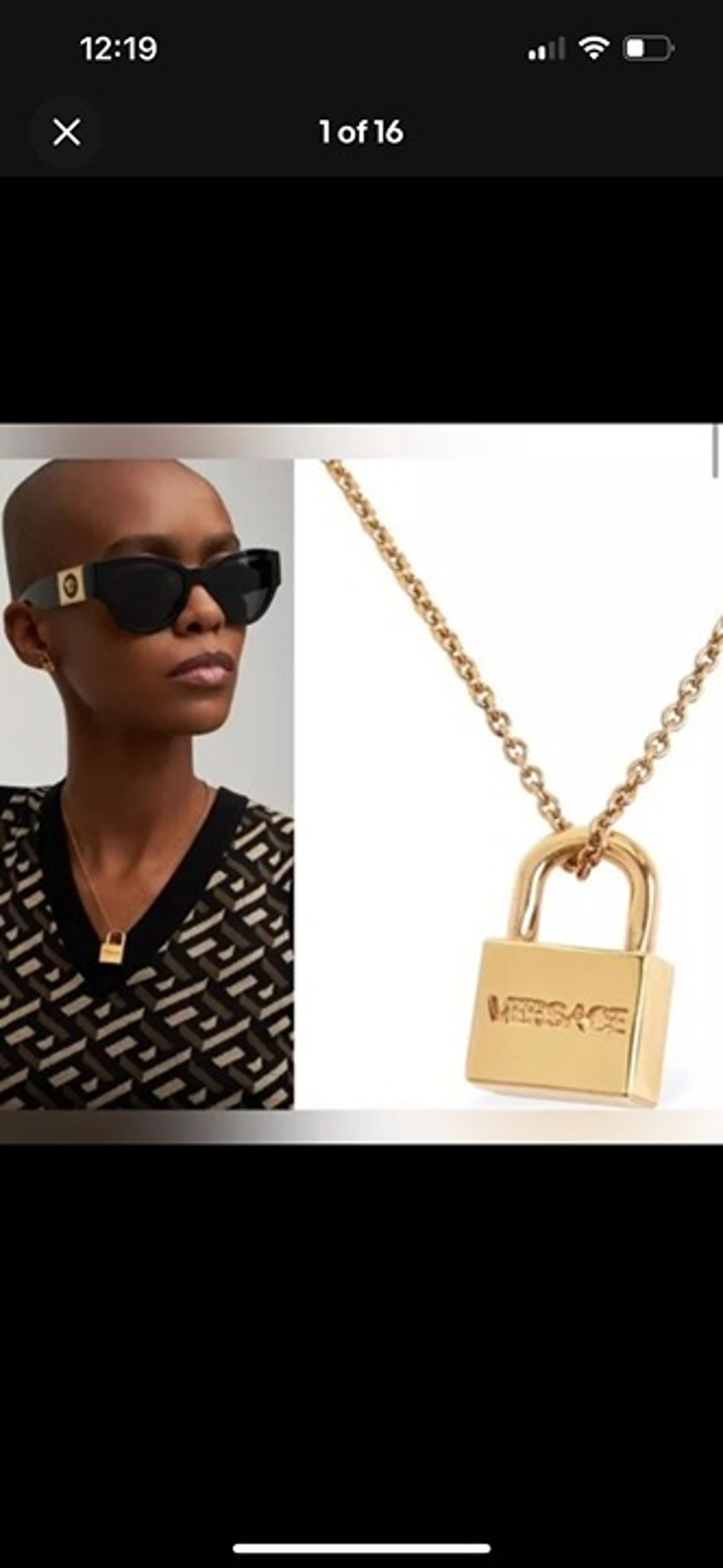 VERSACE La Medusa Gold Logo Padlock Necklace w/ Jewelry Case, Box + Tag