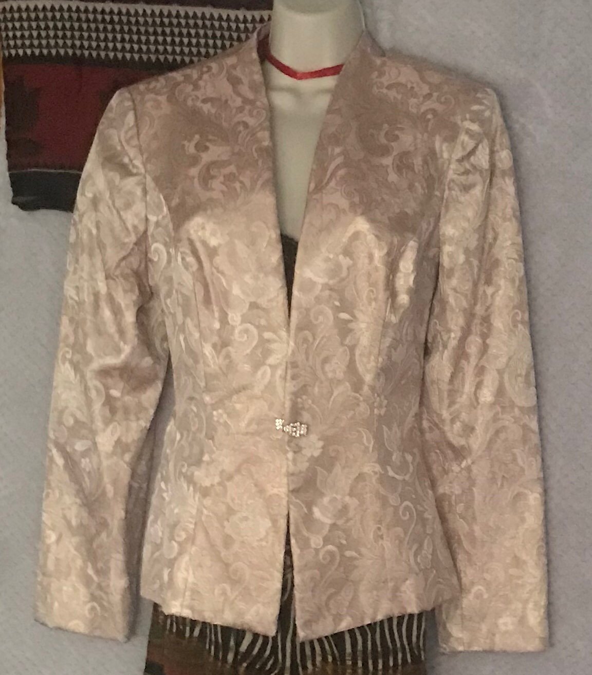 Vintage Brocade Pink Damask Jacket Sz12