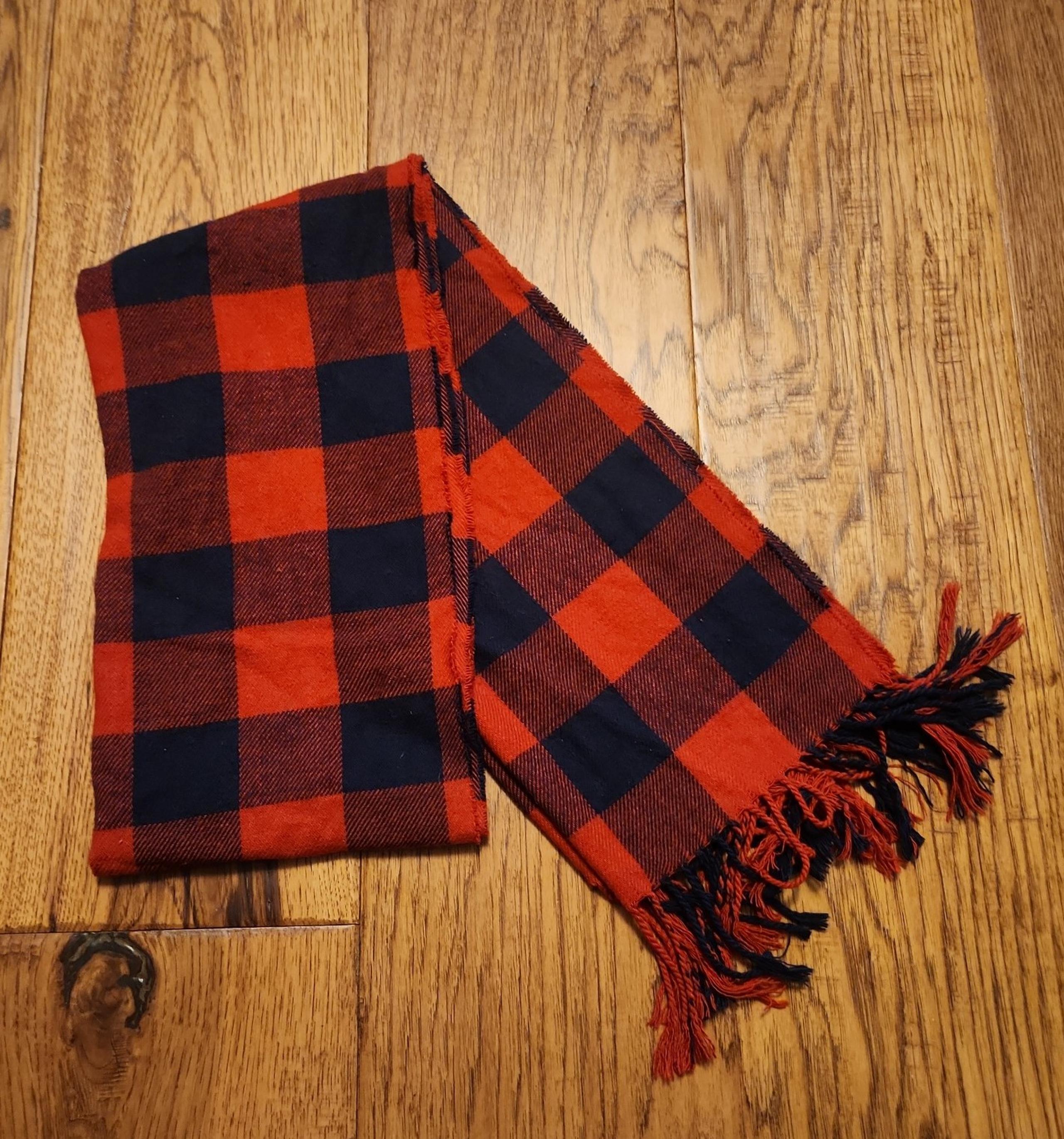 Lands End Red Buffalo Plaid Scarf