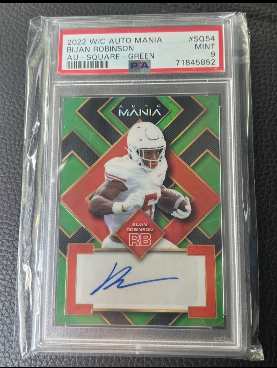 2022 W/C Auto Mania AU Square Green Bijan Robinson RC PSA9 POP1