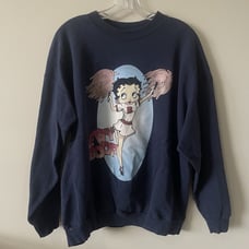 Vintage 90’s Betty Boop Cheerleader Blue Raglan Sweatshirt Women’s XL Hanes