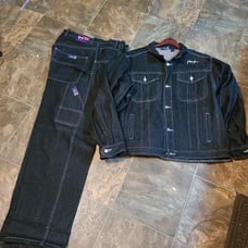 VINTAGE PHAT FARM 2 PIECE DENIM SET LOOSE BAGGY FIT JACKET &PANTS
