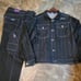 VINTAGE PHAT FARM 2 PIECE DENIM SET LOOSE BAGGY FIT JACKET &PANTS