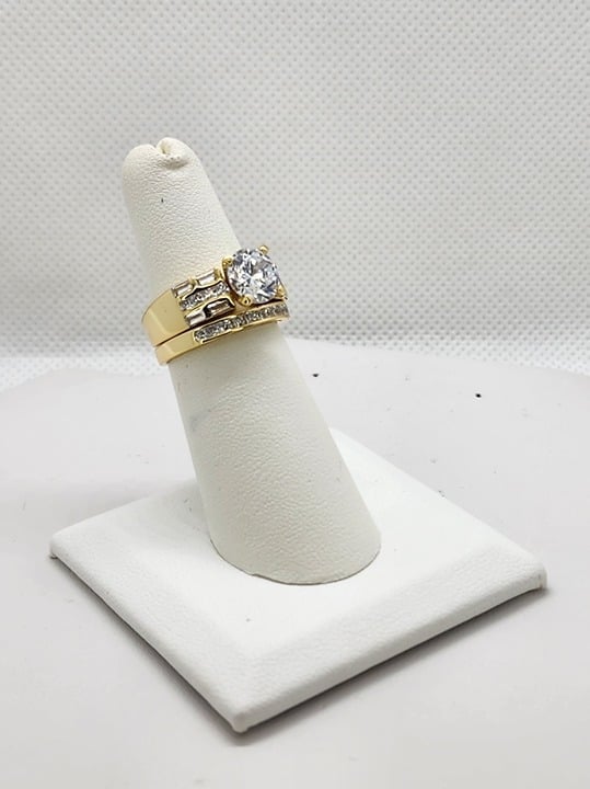 Brand New Sterling Silver 925 2pc cz Gemstone Ring