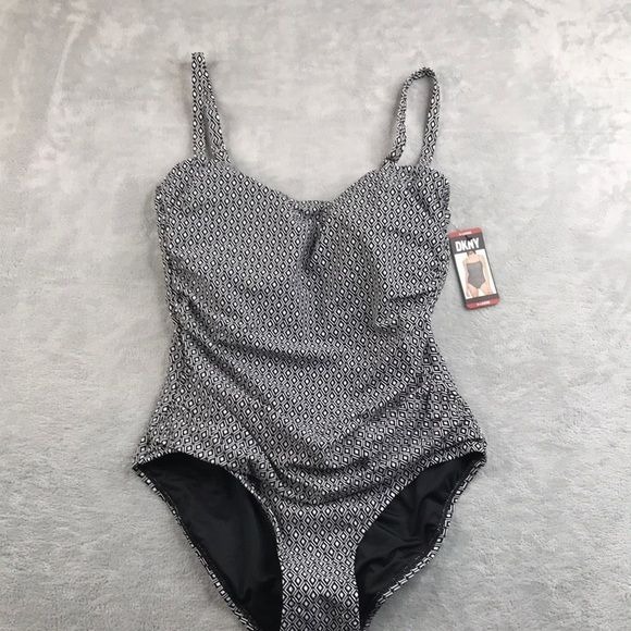 DNKY Women's Convertible One Piece Bathing Suit Fun Print Size XL New