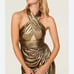 Ieena Mac Duggal Metallic Halter Mini Dress