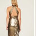 Ieena Mac Duggal Metallic Halter Mini Dress