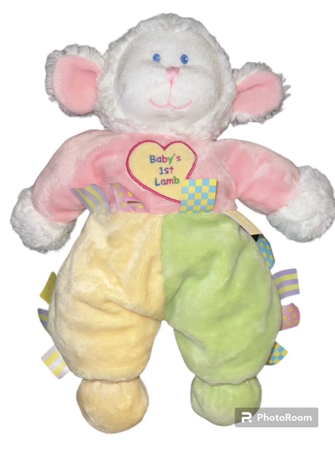 HTF Kids Preferred Baby’s First Lamb Fabric Tags Very Soft Lovey Plush 12”
