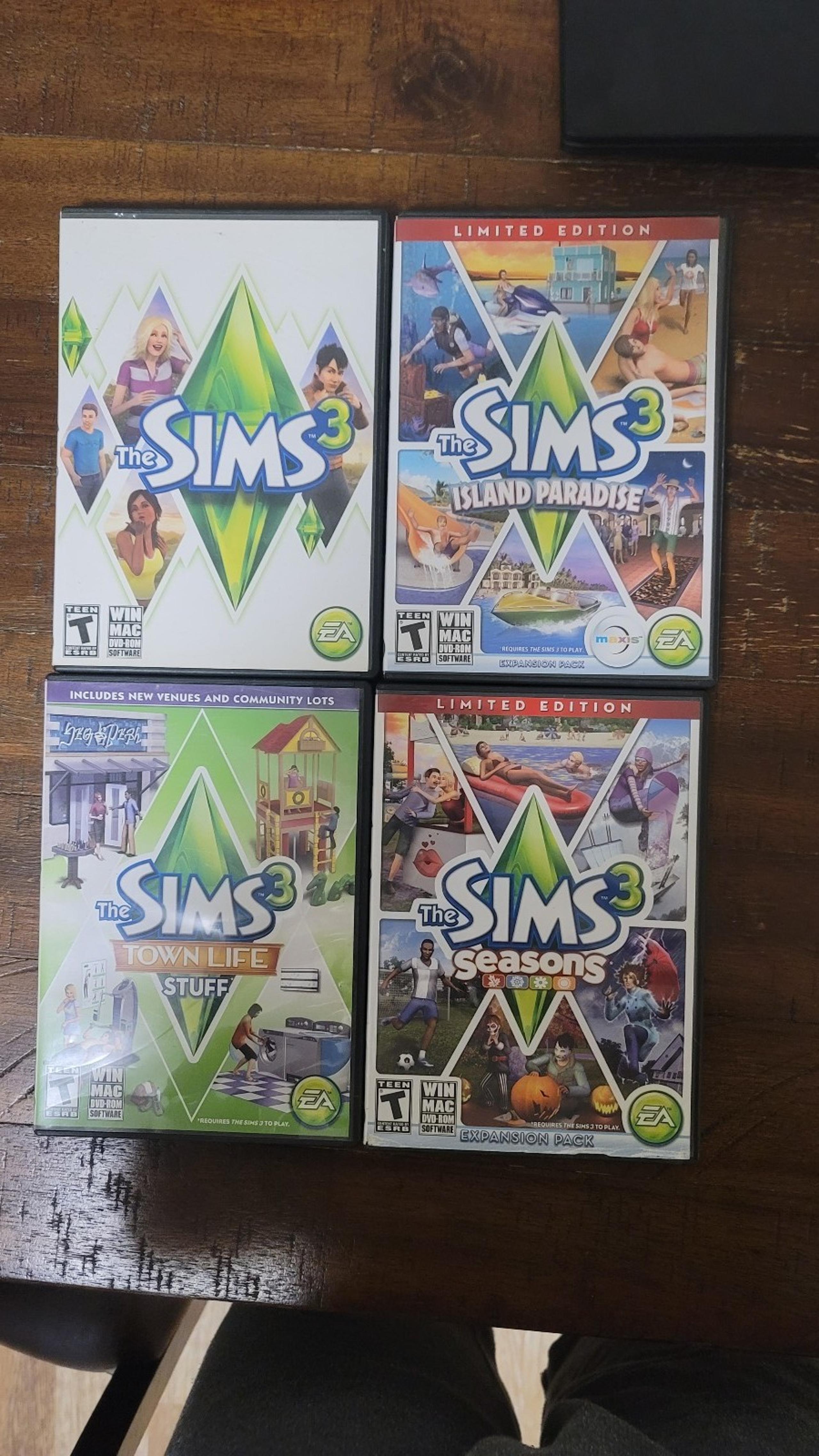 Sims 3 CD for PC and Mac with several expansion packs.