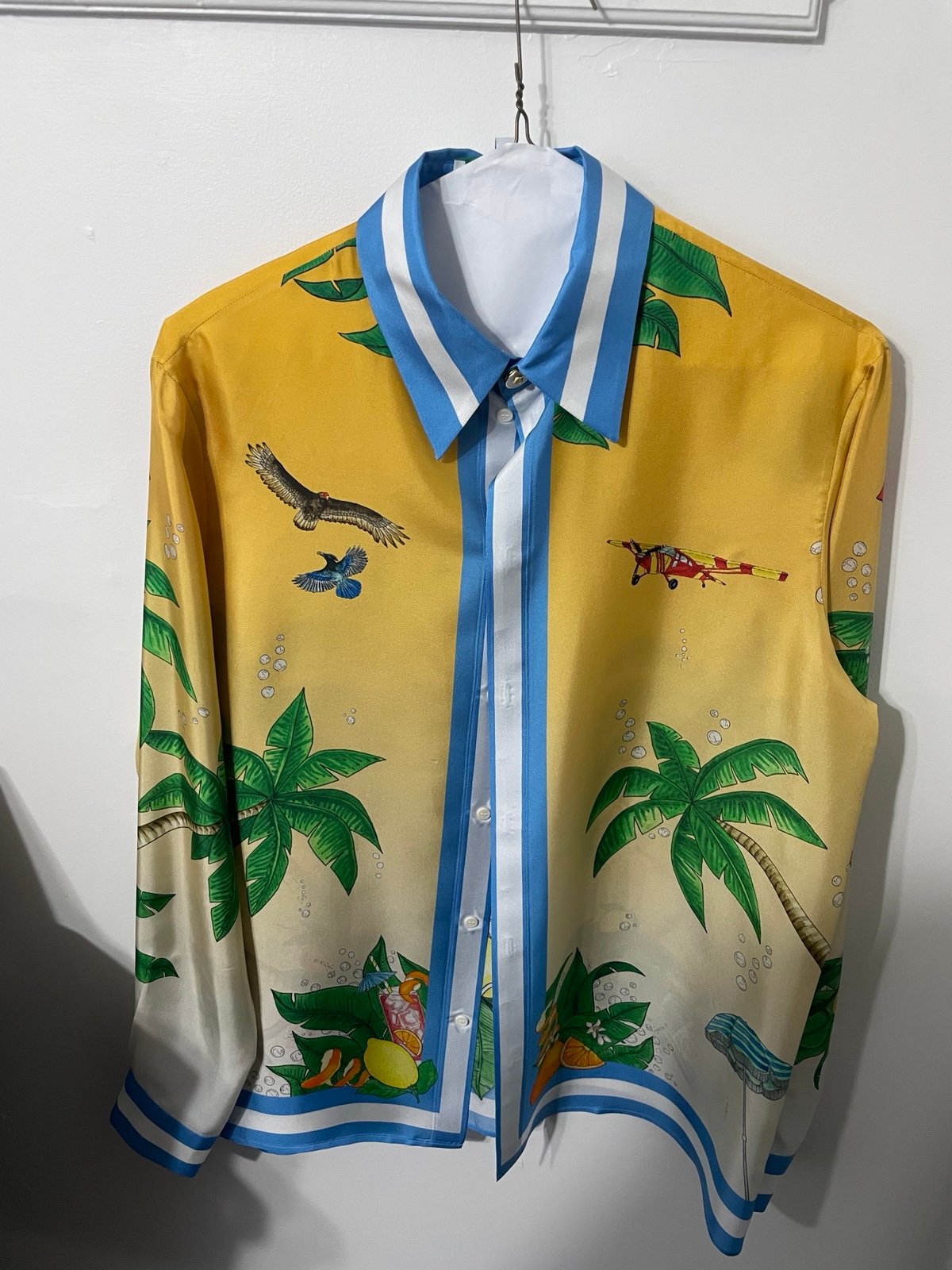 Casablanca Tennis Club Printed Silk Shirt Men’s Size Large Multicolor