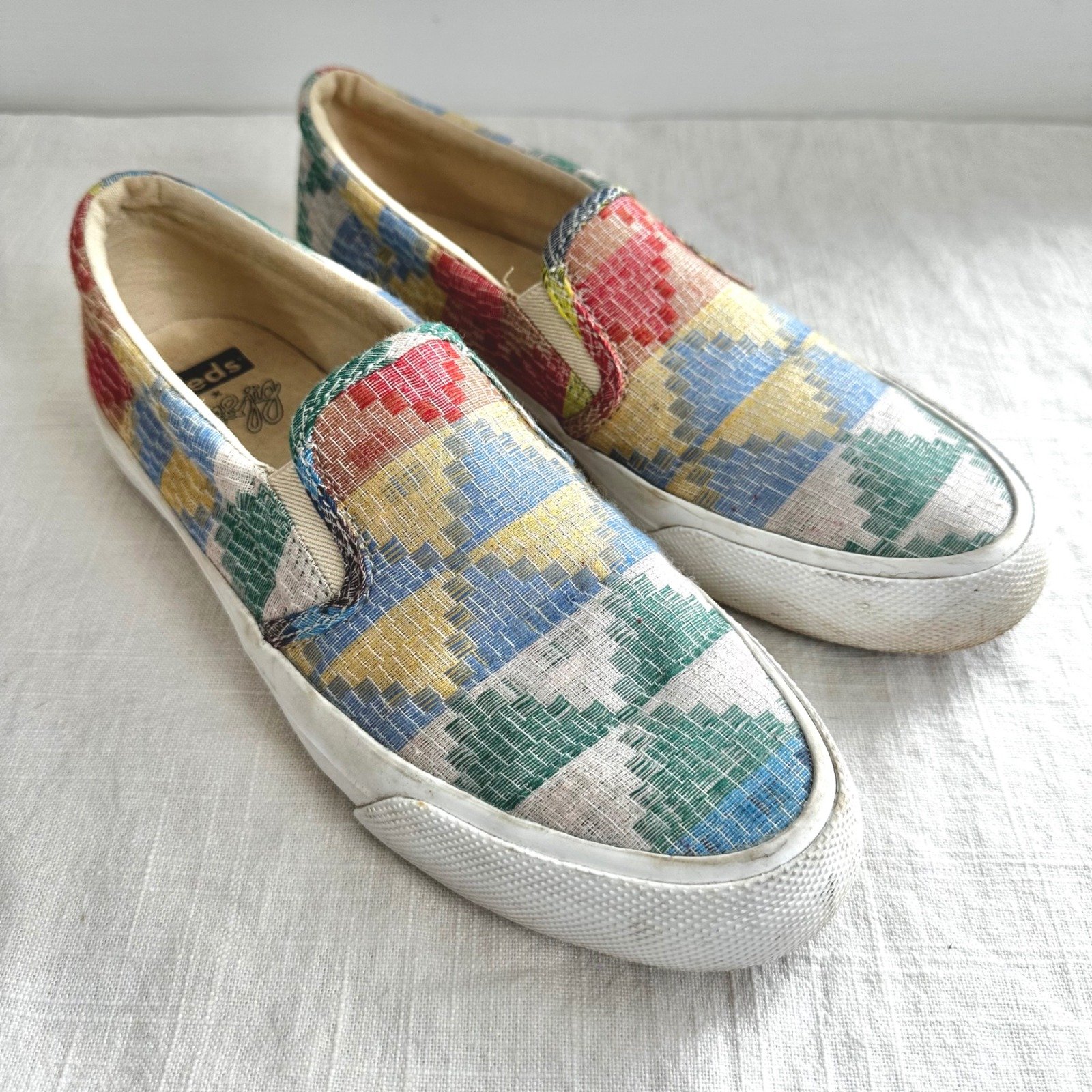 Keds Ace & Jig Anchor Hope Slip On Sneakers Colorful Woven Casual Shoes Size 7