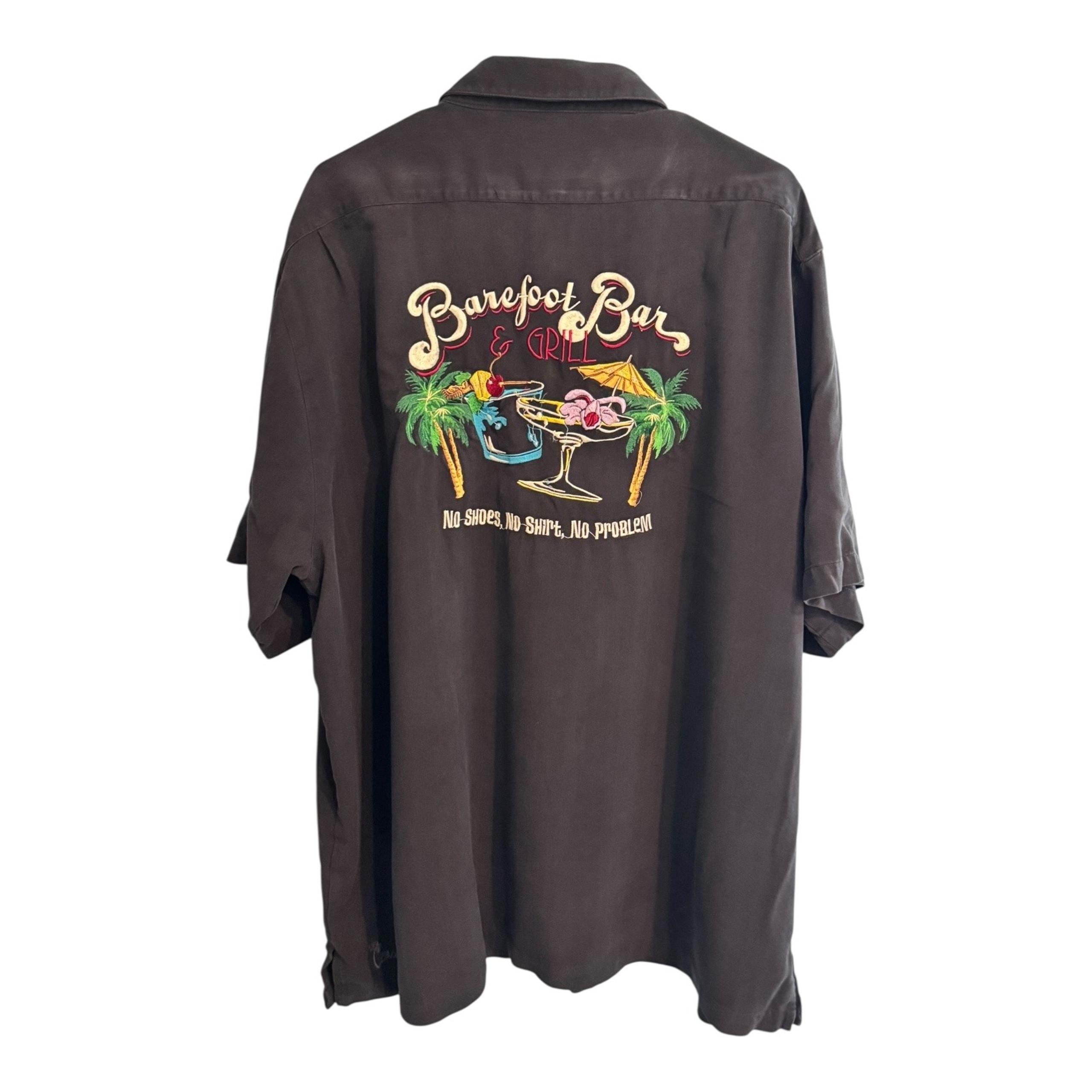 Go Barefoot Embroidered Camp Shirt Barefoot Bar & Grill Tropical 3XL
